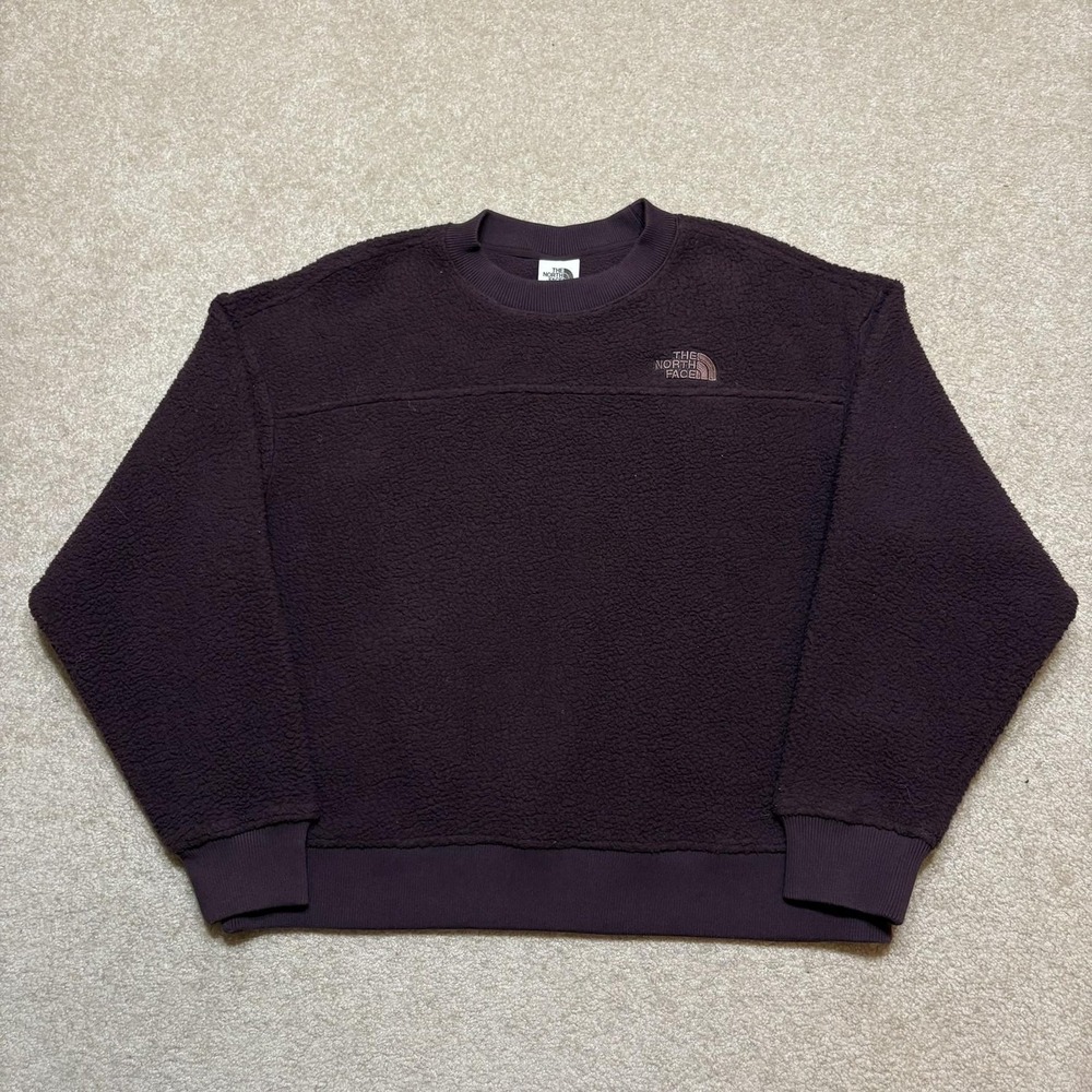 The North Face Sherpa Fleece Crewneck Sweater Womens Large Purple Pullover